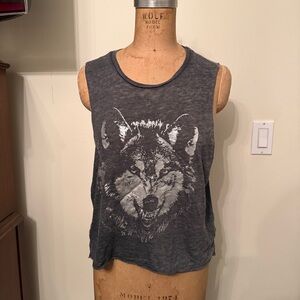 Chaser Metallic Wolf Print Muscle Tank Top